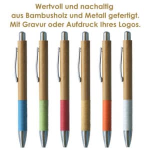 Kugelschreiber Vengen mit Logo aus Bambusholz