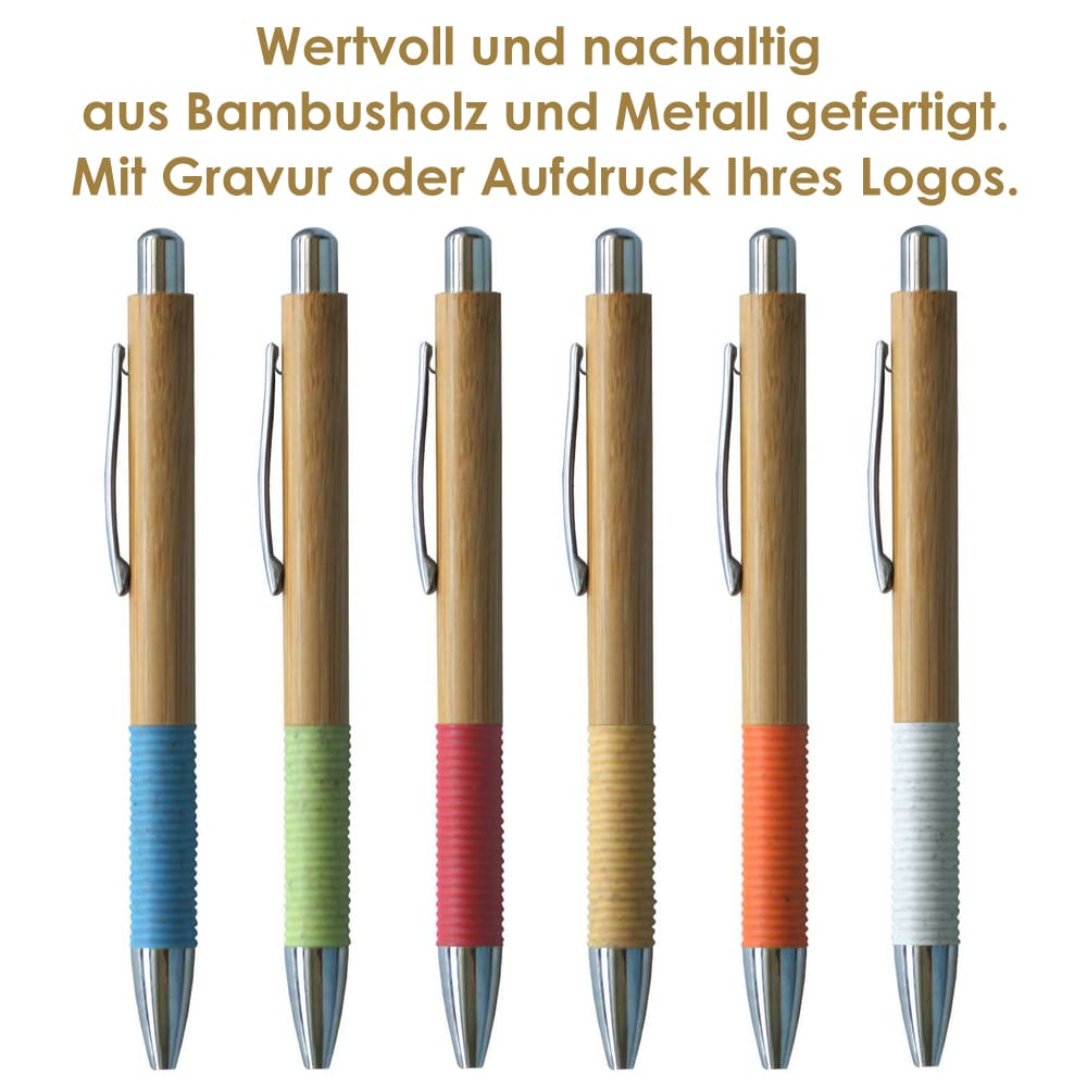 Kugelschreiber Vengen mit Logo aus Bambusholz